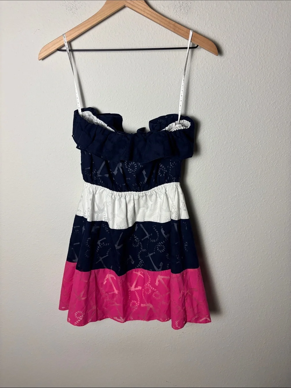 Lilly Pulitzer Briella strapless dress Ottoman Stripe Pink Blue nautical - Picture 2 of 3